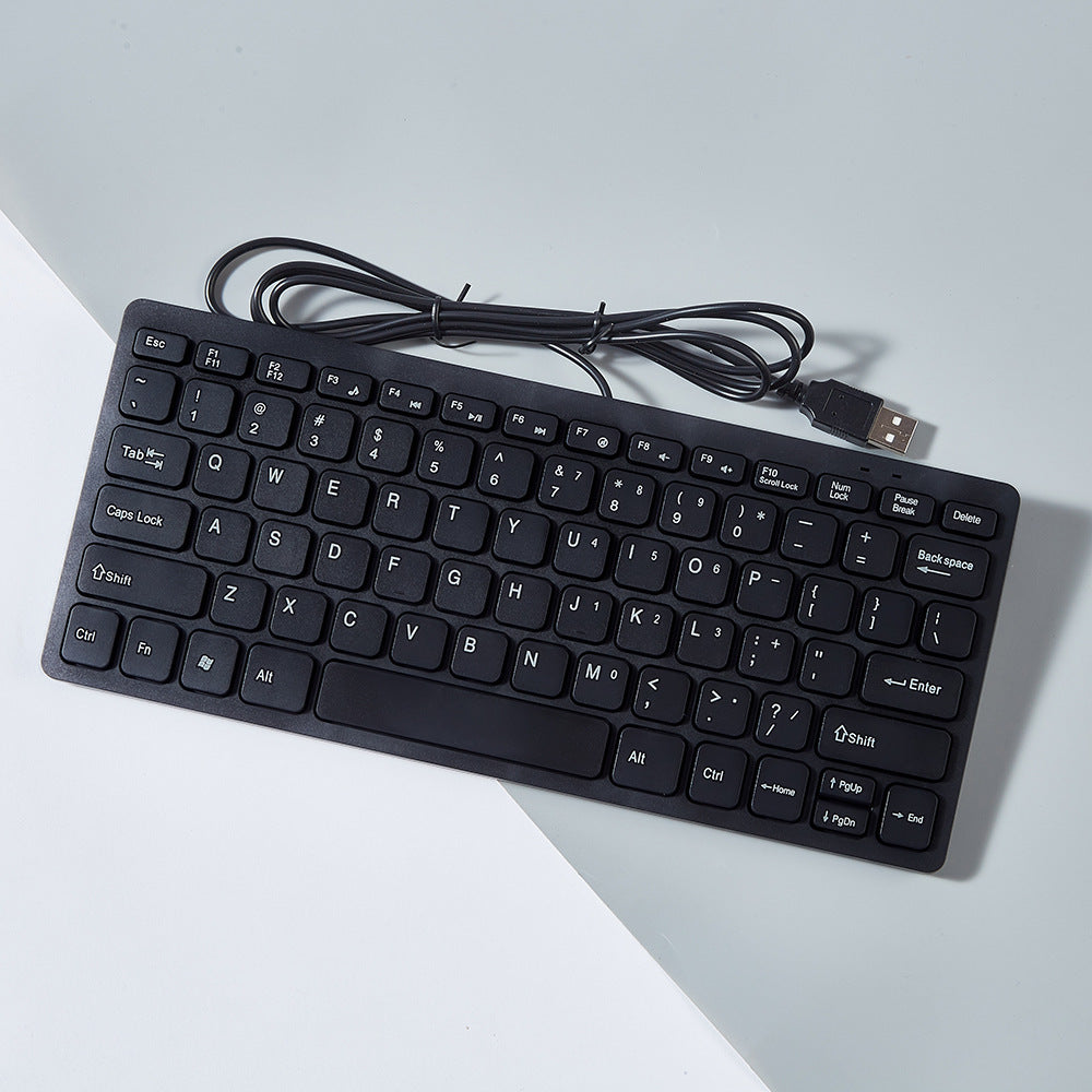 USB Wired Chocolate Mini Silent Keyboard - Compact Low-Profile Desktop & Laptop Office Keyboard