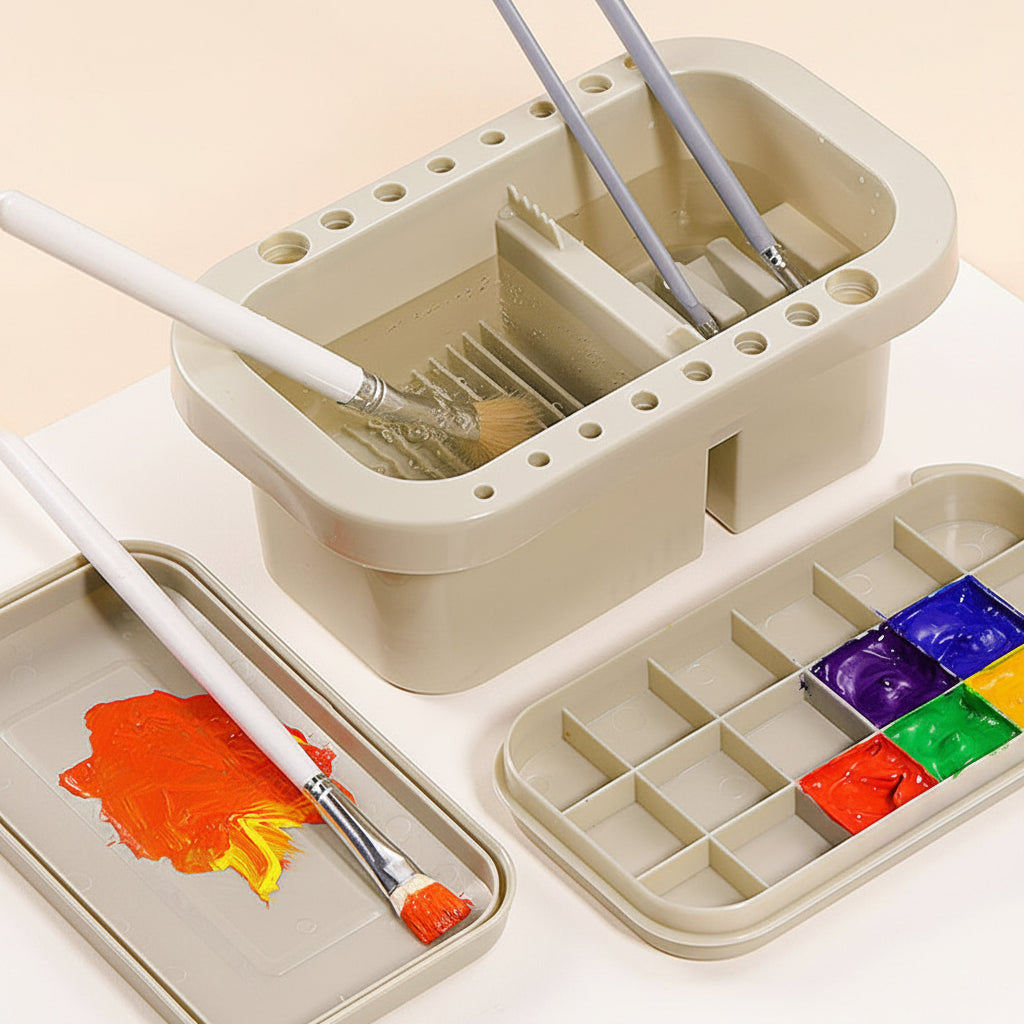 Multi-functional Artist Brush Washer - 3-in-1 Paint Brush Cleaner & Holder Bucket