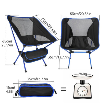 Portable Folding Camping Chair - Ultra Light Compact Outdoor Moon Chair with Carry Bag