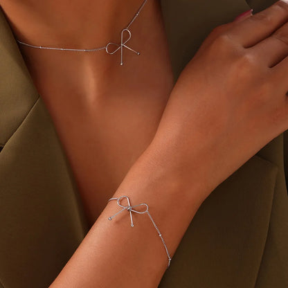 Dainty Titanium Steel Bow Knot Bracelet for Women