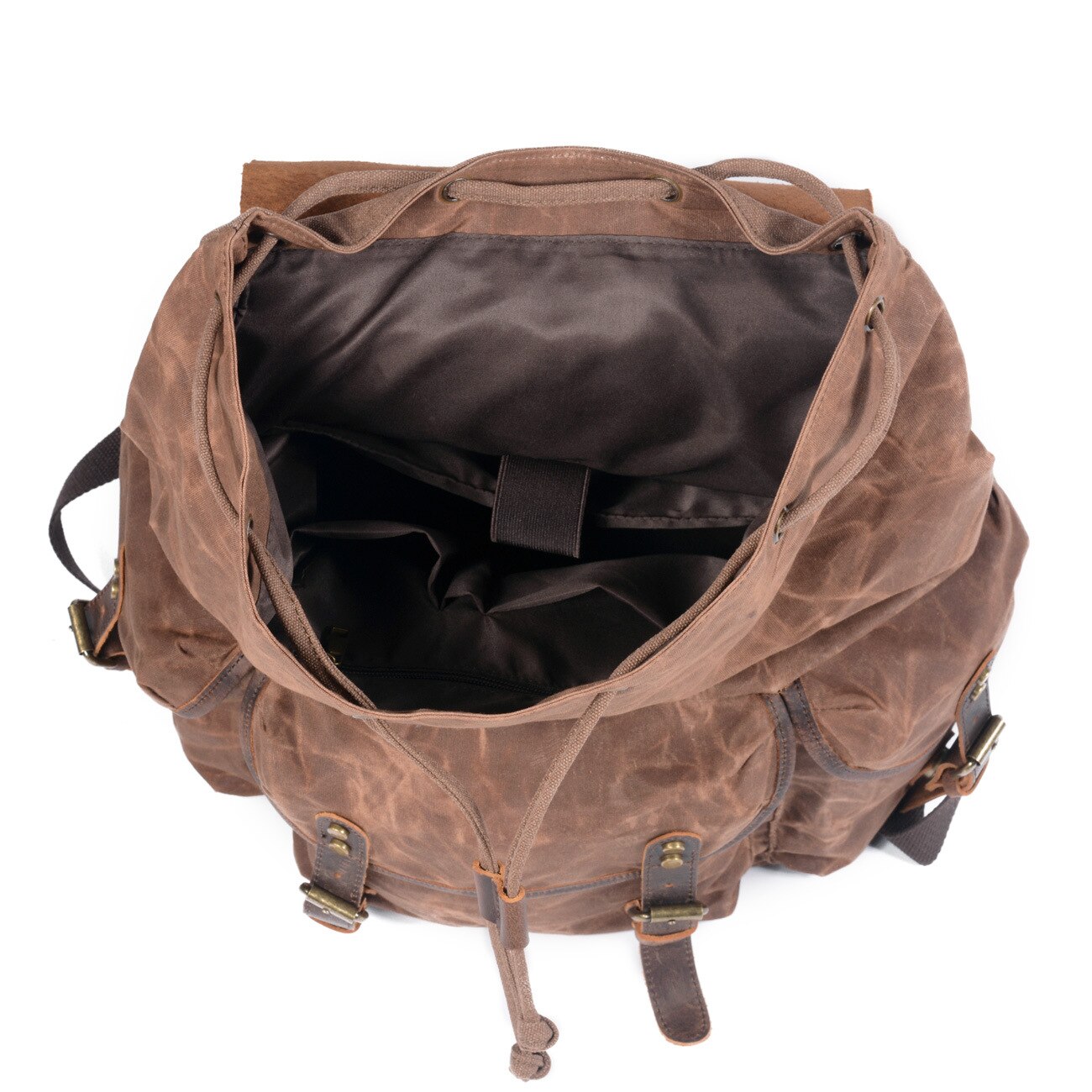 Men's Vintage Oil Wax Canvas & Leather Backpack - Retro Travel Computer Bag