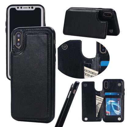 Vintage Crazy Horse Leather Wallet Phone Case with Flip Card Slots for iPhone 15 14 13 Pro Max