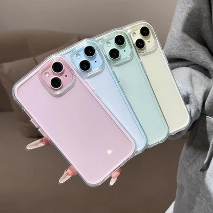 2-in-1 Solid Color Border Transparent Phone Case - Anti-Drop Clear Soft Cover for iPhone