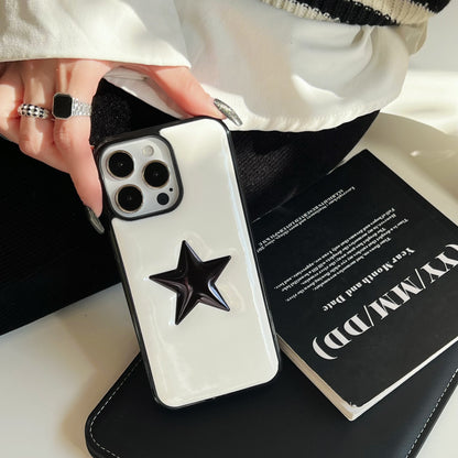3D Black Star Aesthetic Phone Case for iPhone 16 15 14 13 Pro Max - Shockproof All-Inclusive Cover