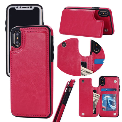 Vintage Crazy Horse Leather Wallet Phone Case with Flip Card Slots for iPhone 15 14 13 Pro Max