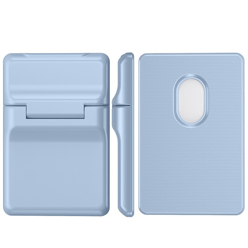 Magnetic Back Stick-On Card Wallet Pouch with Flip Stand Bracket for iPhone