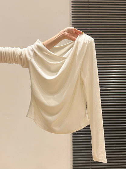 Chic Solid Black Ruched Off-the-Shoulder Casual Top for Women