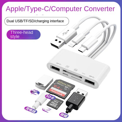 Universal Multi-Function Card Reader - Dual Connector OTG Card Reader for Apple Lightning & Type-C Phones