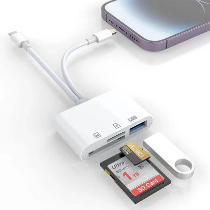 Universal Multi-Function Card Reader - Dual Connector OTG Card Reader for Apple Lightning & Type-C Phones