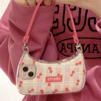Cute Portable Crescent Bag Phone Case with Chain Strap for iPhone 14 13 12 11 - Soft Protection Cover