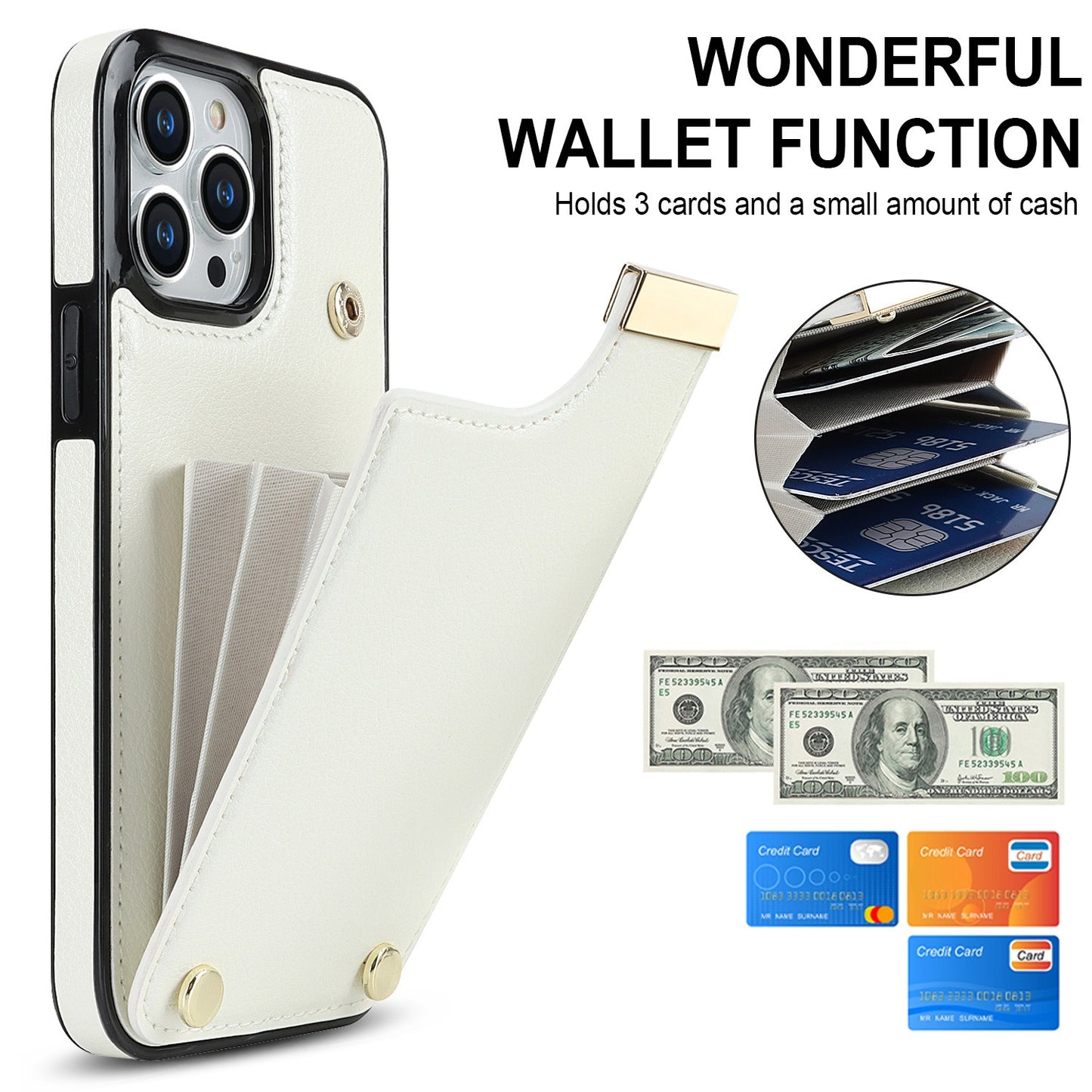 Multi-Card Accordion Leather Wallet Phone Case for iPhone 15 14 Pro Max - Kickstand Back Cover