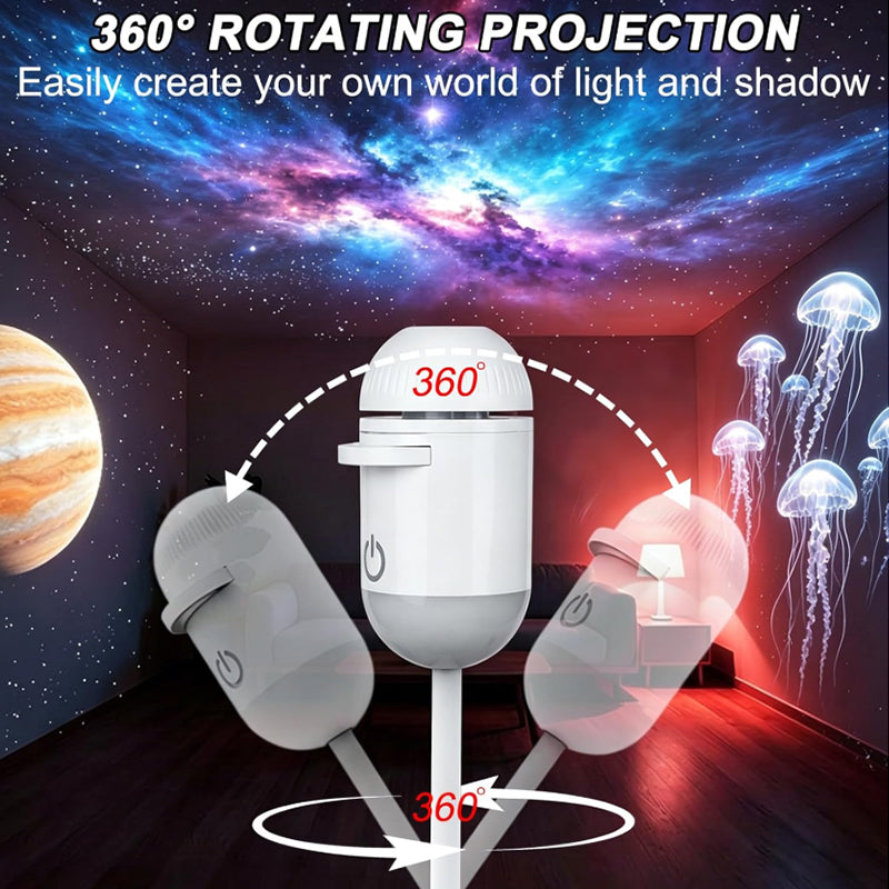 24-in-1 USB Galaxy & Starry Night Light Projector - Flexible LED Ambient Light for Car & Bedroom