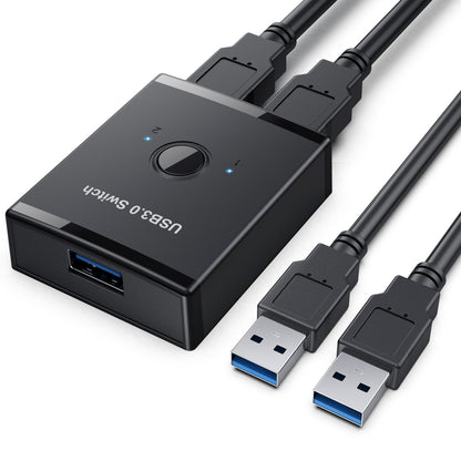 USB 3.0 Sharing Switch Box - 2-in-1-Out / 1-in-2-Out Peripheral and Printer Sharer