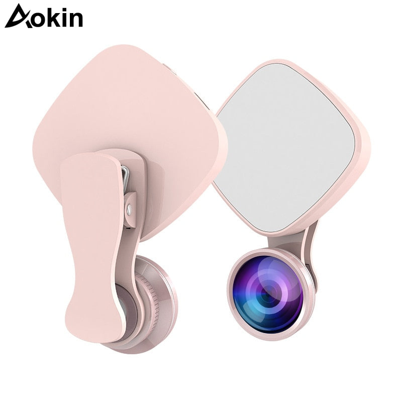 3-in-1 Selfie Ring Light with HD Fisheye & Wide-Angle Lens - LED Camera Phone Photography Kit for iPhone & Samsung