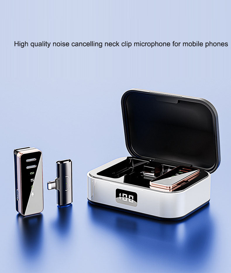 S18 Wireless Lavalier Microphone with Charging Case - Noise Reduction Digital Display Live Mic