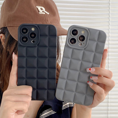 3D Stereo Lattice Puffer Phone Case for iPhone 14 Pro Max - Soft Silicone Geometric Protective Cover