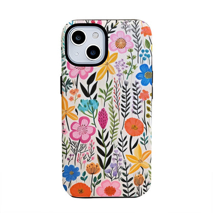 Vibrant Colorful Floral Pattern Hard Phone Case for iPhone 16 15 14 13 Series