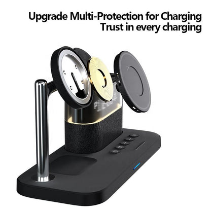 Multifunctional 3-in-1 Wireless Charging Station with Alarm Clock - Magnetic Desktop Charger Stand