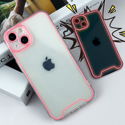 Luminous Neon Frame Clear Phone Case for iPhone 15 Pro Max 14 13 12 - Transparent Glow Silicone Cover