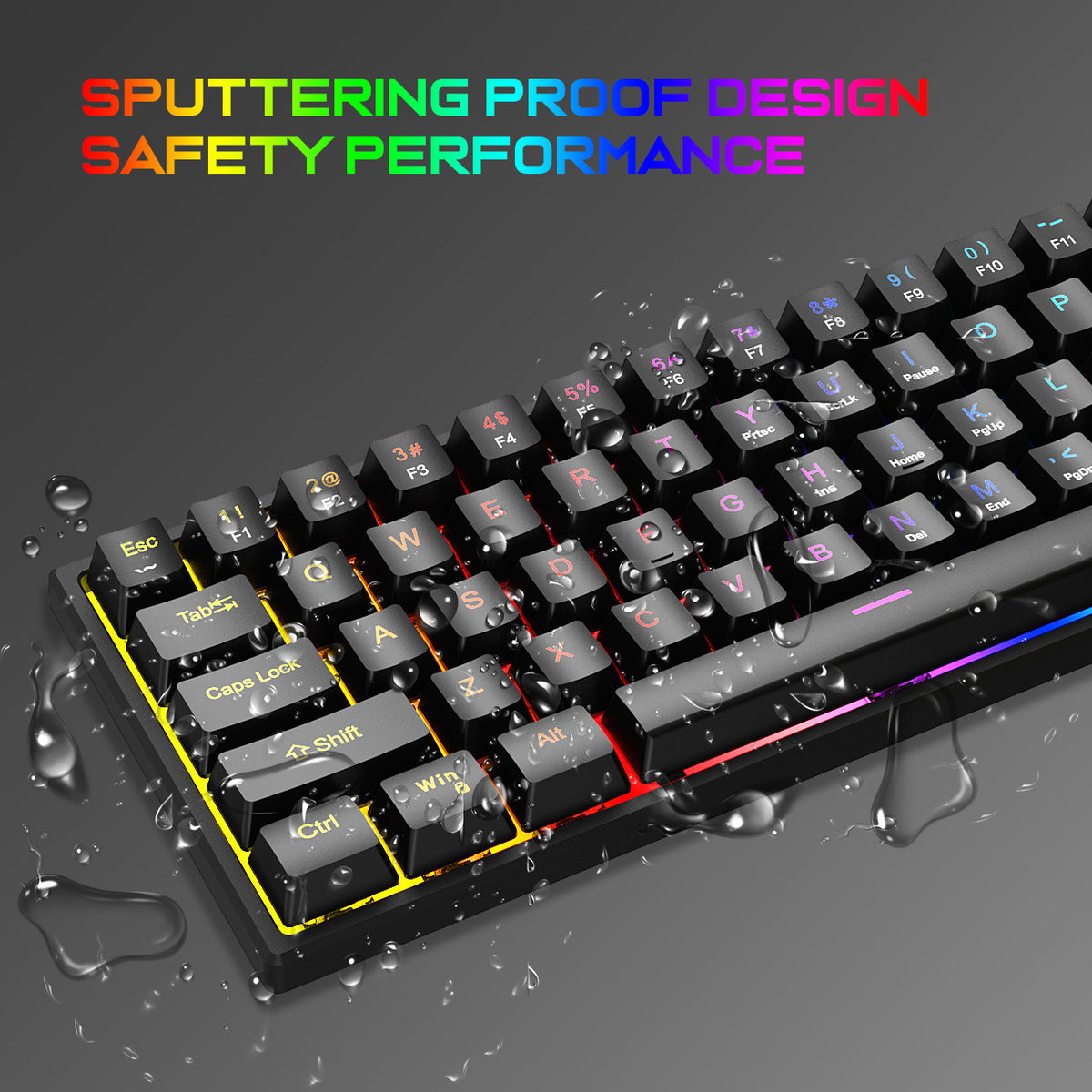 61-Key Mechanical Keyboard with Blue Switch - Mini Portable Wired Detachable Gaming Keyboard for Esports