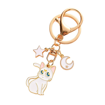 Kawaii Anime Cat Metal Keyring with Lobster Clasp for Women