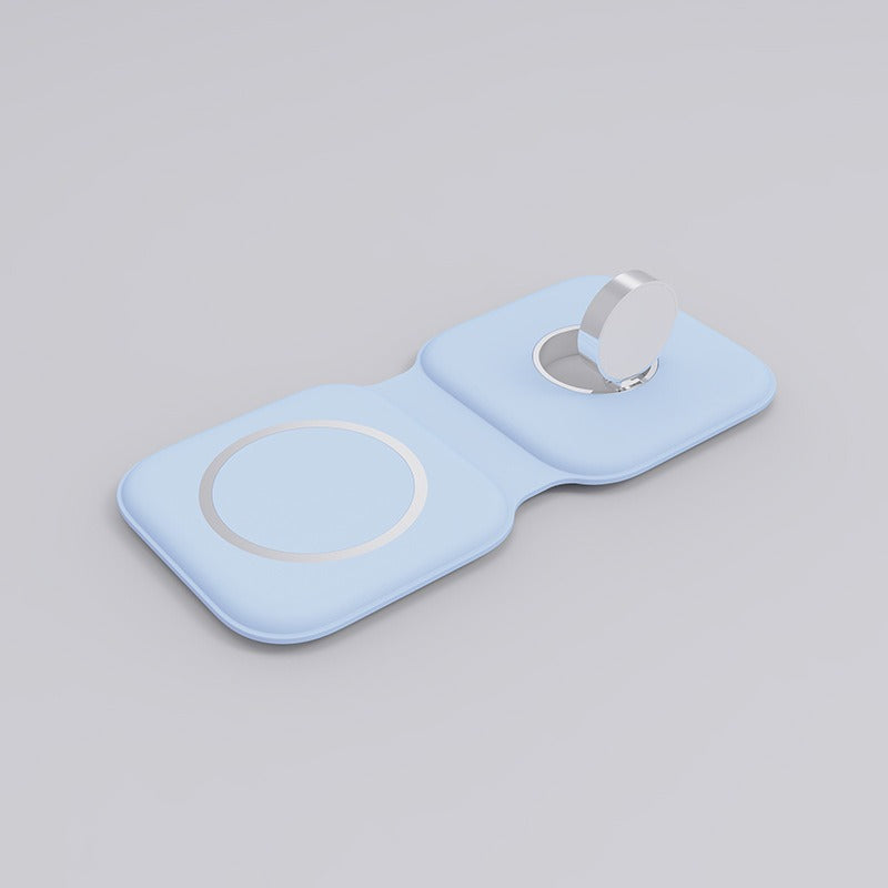 Dual Foldable 3-in-1 Wireless Charger Pad - Fast Charging Station for iPhone & Apple Watch