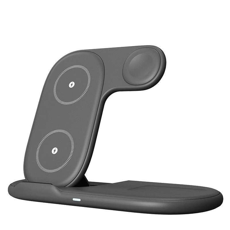 Foldable 3-in-1 Fast Wireless Charger Stand - Multi-Device Charging Dock for iPhone, Apple Watch & AirPods