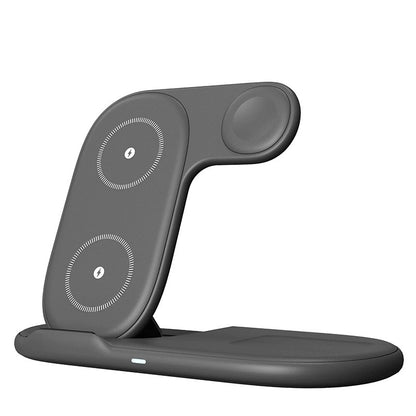 Foldable 3-in-1 Fast Wireless Charger Stand - Multi-Device Charging Dock for iPhone, Apple Watch & AirPods