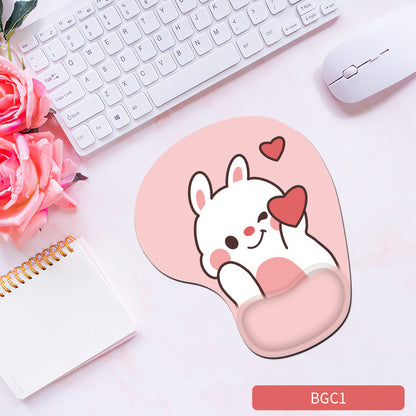Cute Bunny Silicone Wrist Rest Mouse Pad - Soft Ergonomic Non-Slip Hand Support Pad for Gaming