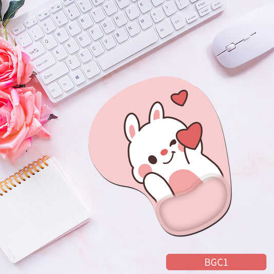 Cute Bunny Silicone Wrist Rest Mouse Pad - Soft Ergonomic Non-Slip Hand Support Pad for Gaming