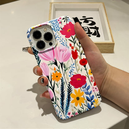 Fresh Wildflower Pattern Hard Phone Case for iPhone 16 15 14 13 Series