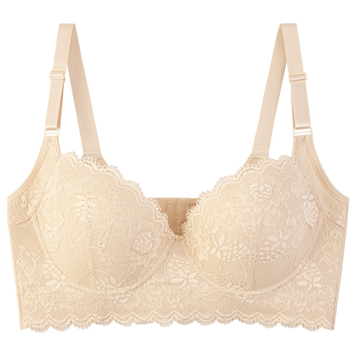 Anti-Sagging Lace Underwire Bra with Side Support for Large Bust