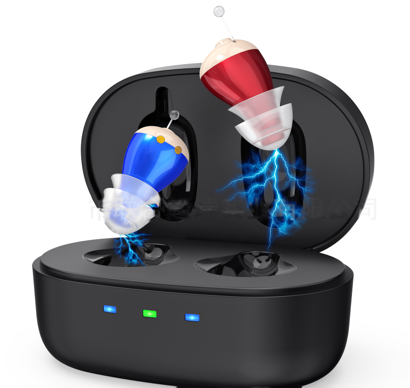 Noise-Reducing In-Ear Hearing Aid - Mini Wireless Sound Amplifier & Personal Care Device with Dock
