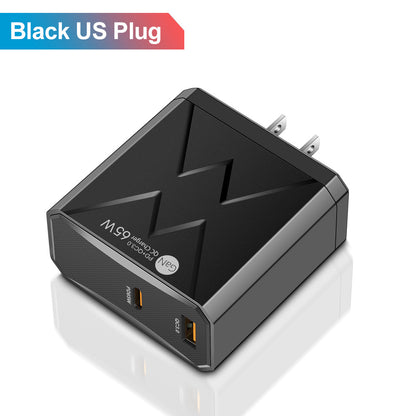 65W Gallium Nitride PD Fast Wall Charger - High-Speed Type-C Power Adapter for Smartphones & Laptops