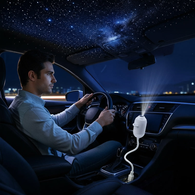 24-in-1 USB Galaxy & Starry Night Light Projector - Flexible LED Ambient Light for Car & Bedroom