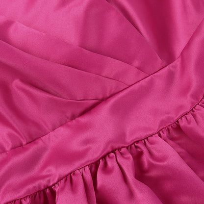 Glamorous Hot Pink Diamond Chain Strap Dress - Elegant Satin Party Mini Gown
