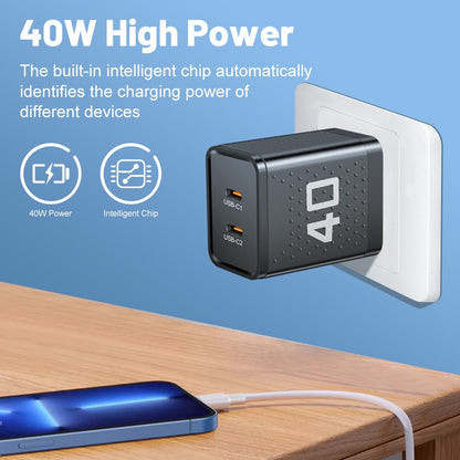 Dual Port Type-C Fast Charging Adapter - 40W Portable Travel Wall Charger