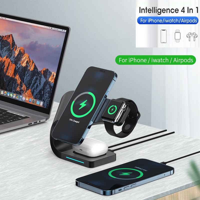 4-in-1 Magnetic Wireless Charging Station - Fast Wireless Charger Dock for iPhone, Apple Watch & AirPods