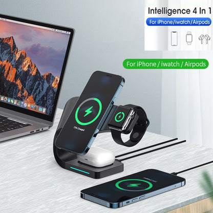 4-in-1 Magnetic Wireless Charging Station - Fast Wireless Charger Dock for iPhone, Apple Watch & AirPods