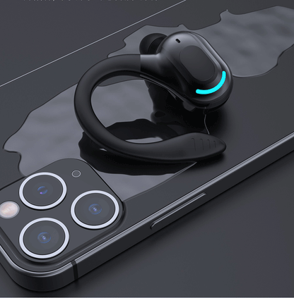 Single Ear Bluetooth Earphone - Wireless Ear-Hanging Business Headset with Noise Reduction & Waterproof Sports Design