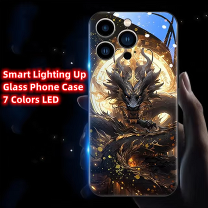 Golden Dragon Art Glass Phone Case - Traditional Chinese Chic Zhaocai Phone Cover