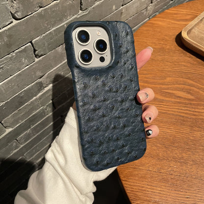 Business Ostrich Texture Leather iPhone Case - Anti-Drop Shockproof Half-Pack Shell