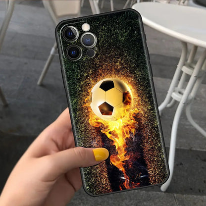 Football Soccer Pattern Soft TPU Phone Case - Sports Graphic Protective Cover for iPhone 15 14 13 Pro Max