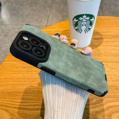 Luxury Matte Soft Leather Phone Case with Camera Lens Protection for iPhone 16 15 14 13 12 Pro Max - Shockproof Silicone Edge Cover