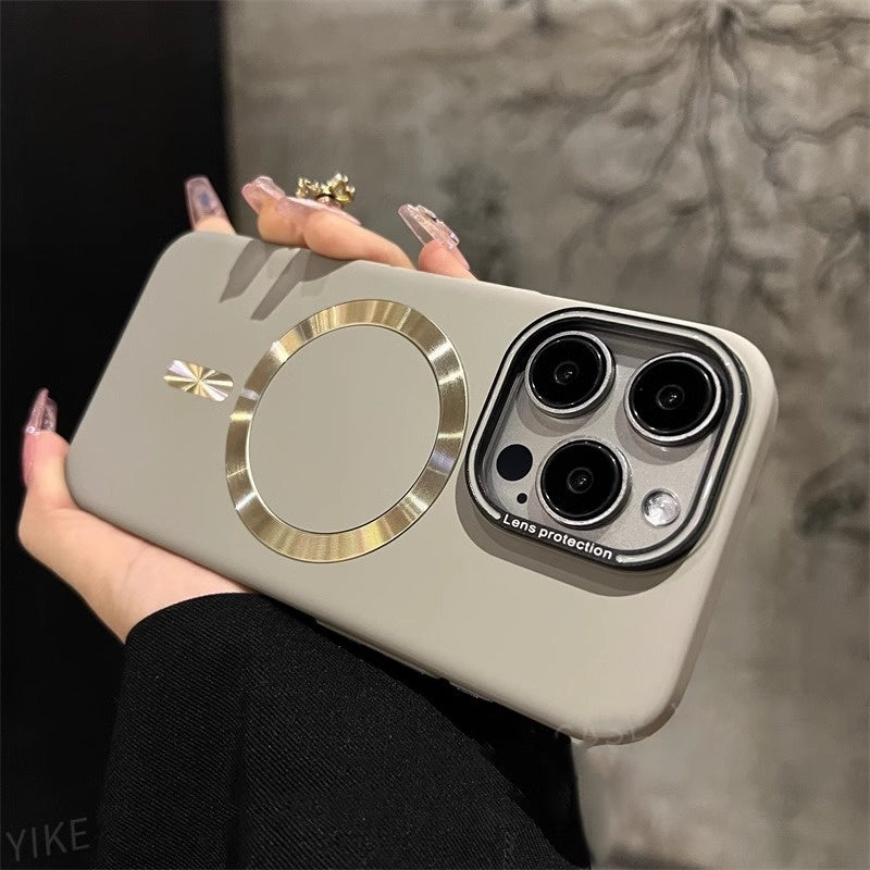 Magnetic Frosted Matte Case with Camera Lens Film for iPhone 16 15 14 13 Pro Max - Shockproof Cover