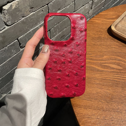 Business Ostrich Texture Leather iPhone Case - Anti-Drop Shockproof Half-Pack Shell