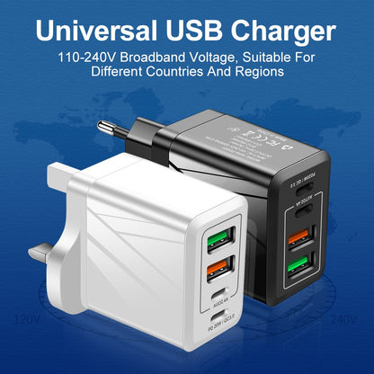 Universal 3-Port Fast Wall Charger - PD & QC3.0 Type-C + Dual USB Charging Adapter