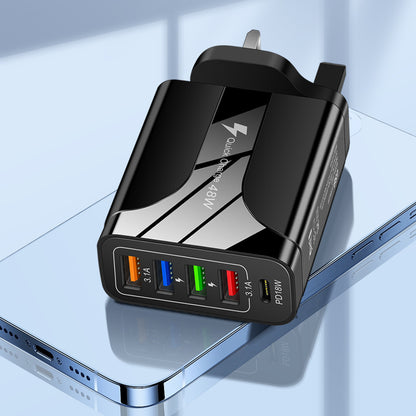 Multi-Interface 48W Fast Charging Head - 4 USB and PD Port Travel Wall Charger