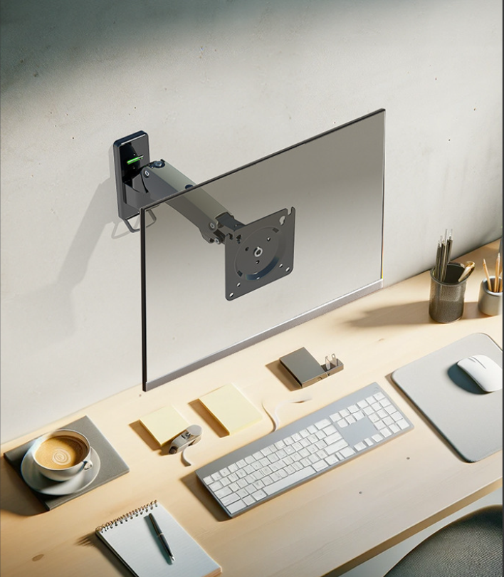 North Bayou F120 Wall Mount Monitor Bracket - Full Motion Gas Strut Arm for Computer Displays