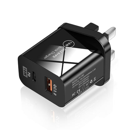Dual-Port Fast Charging Adapter - 18W QC3.0 PD USB-A & Type-C Wall Charger